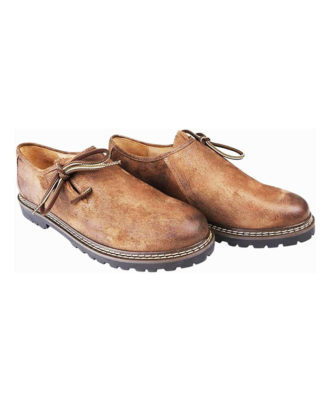 Brown Bavarian leather traditional shoes with lace design by Zaid Sports