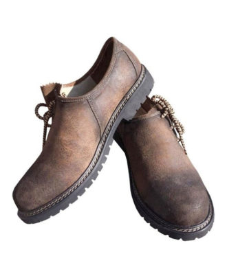 Brown Bavarian traditional leather shoes with rustic finish by Zaid Sports