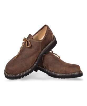 Brown Bavarian traditional suede leather shoes with lace by Zaid Sports