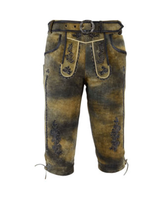 Traditional Bavarian antique leather lederhosen knee length by Zaid Sports