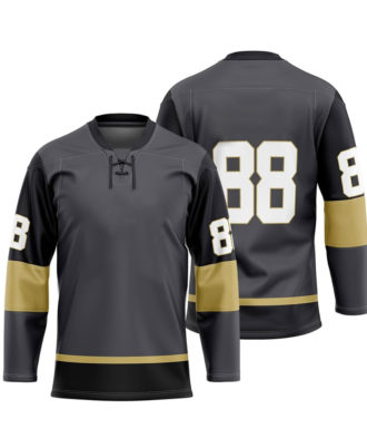 Zaid Sports gray and gold ice hockey jersey with number 88, front and back view