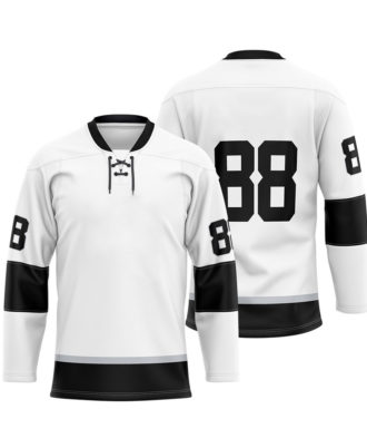 Zaid Sports white and black ice hockey jersey with number 88, front and back view