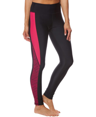 Zaid Sports black athletic leggings with pink side panel design and full-length fit, front view