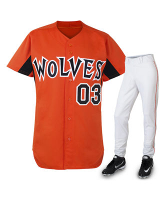 Zaid Sports custom orange and white baseball uniform set for men, breathable jersey and pants with team name and number