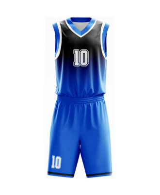 Zaid Sports custom black and blue basketball kit for men, breathable athletic jersey and shorts set for team sports