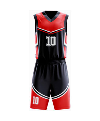 Zaid Sports custom navy blue and red basketball kit for men, breathable athletic jersey and shorts set for team sports