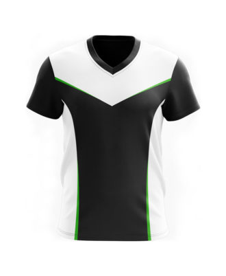 Zaid Sports custom black and white soccer jersey with green accents for men, breathable football shirt for team sports