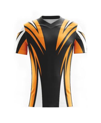 Zaid Sports custom black, orange and white sports t-shirt for men, breathable athletic jersey for training and team sports