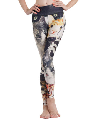 Zaid Sports artistic print athletic leggings with multicolor abstract design and full-length fit, front view
