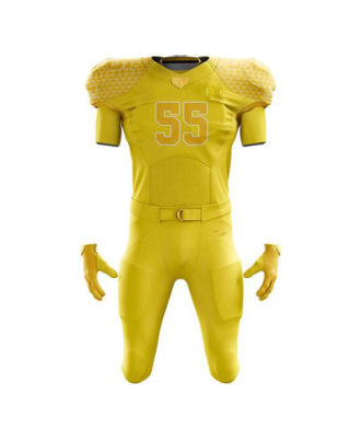 Zaid Sports custom yellow American football uniform for men, padded jersey and pants set with player number for team sports