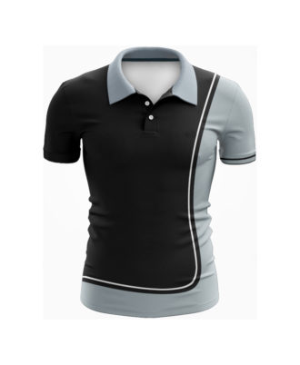 Zaid Sports custom black and grey sports polo shirt for men, breathable athletic wear for team and casual sports use