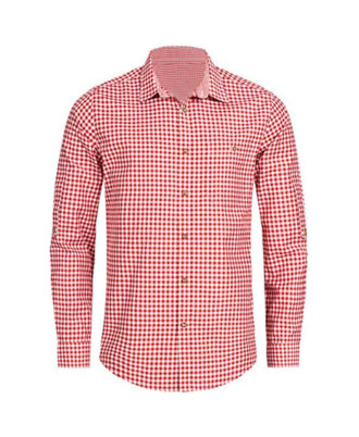 Red checkered Bavarian Trachten shirt long sleeve by Zaid Sports